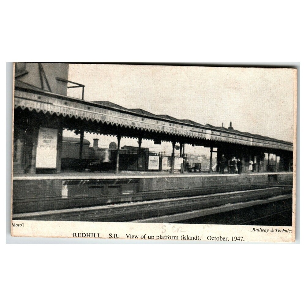 Redhill Station SR Up Island Platform Vintage Postcard 1947 Train Photo